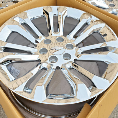 24x10 Chrome - Fits Chevrolete Silverado 1500,  Tahoe, Suburban, Avalanche, Express Van 1500 GMC Sierra K1500, Safari, Savanna Van, Yukon, Denali Cadillac Escalade