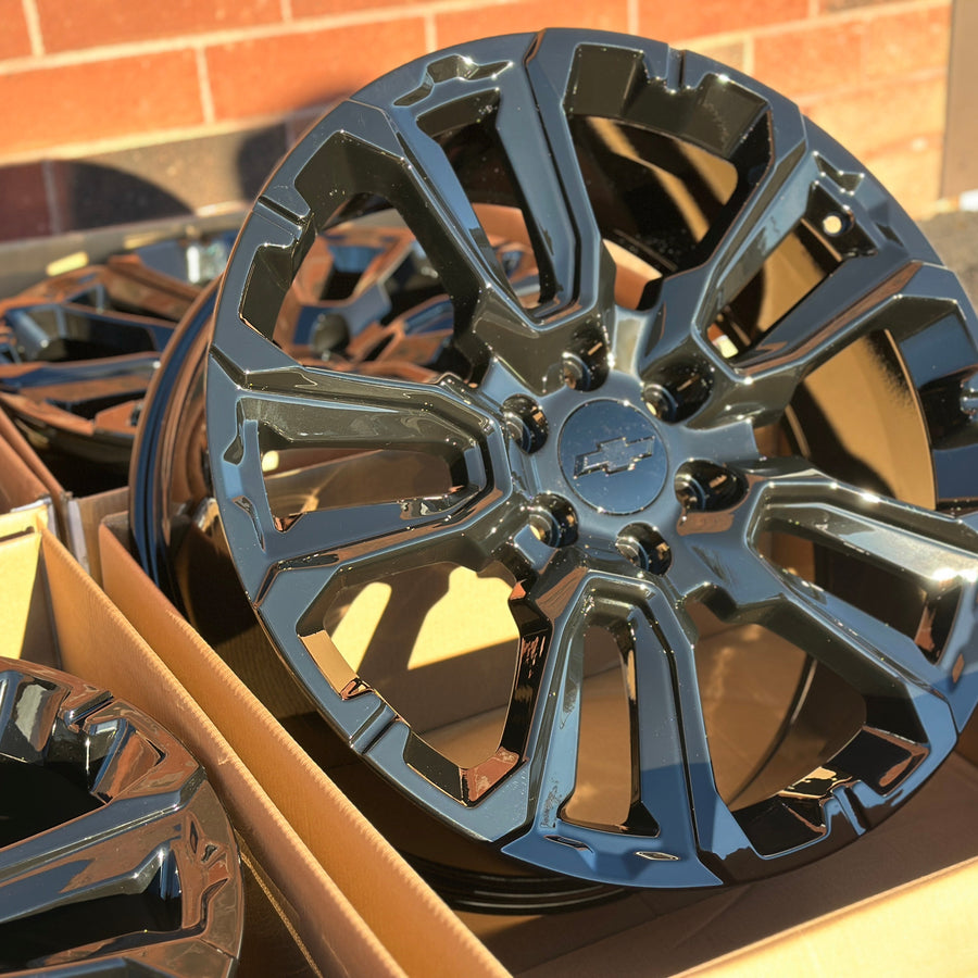 22X9 Gloss Black - Fits Chevrolete Silverado 1500,  Tahoe, Suburban, Avalanche, Express Van 1500 GMC Sierra K1500, Safari, Savanna Van, Yukon, Denali Cadillac Escalade