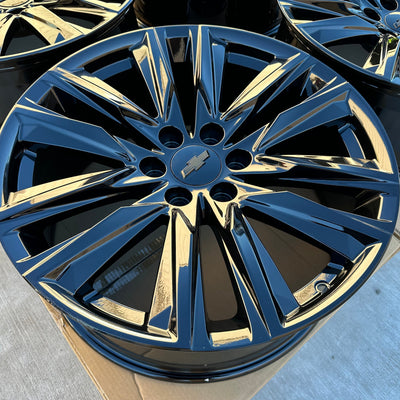 22X9.0 Gloss Black - Fits Chevrolete Silverado 1500,  Tahoe, Suburban, Avalanche, Express Van 1500 GMC Sierra K1500, Safari, Savanna Van, Yukon, Denali Cadillac Escalade