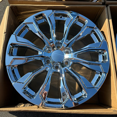 22X9.0 Chrome - Fits Chevrolete Silverado 1500,  Tahoe, Suburban, Avalanche, Express Van 1500 GMC Sierra K1500, Safari, Savanna Van, Yukon, Denali Cadillac Escalade