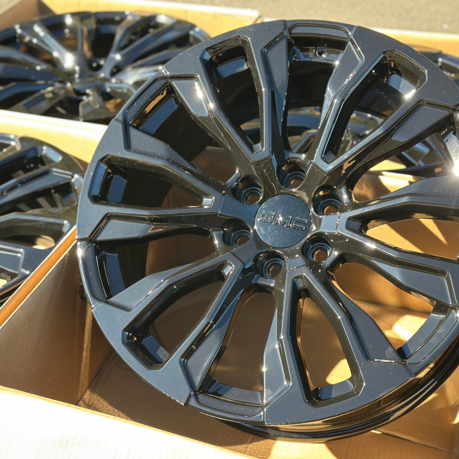 22X9.0 Gloss Black - Fits Chevrolete Silverado 1500,  Tahoe, Suburban, Avalanche, Express Van 1500 GMC Sierra K1500, Safari, Savanna Van, Yukon, Denali Cadillac Escalade
