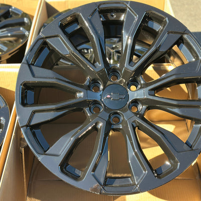 22X9.0 Gloss Black - Fits Chevrolete Silverado 1500,  Tahoe, Suburban, Avalanche, Express Van 1500 GMC Sierra K1500, Safari, Savanna Van, Yukon, Denali Cadillac Escalade